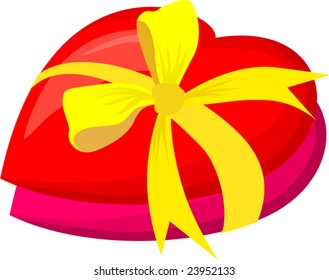 Illustration of Gift box with ribbon in colour	