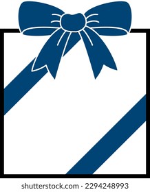 Illustration of a gift box with a ribbon (dark blue ribbon)