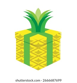 illustration of a gift box in the shape of a fresh pineapple vector gift box in the shape of a fresh pineapple