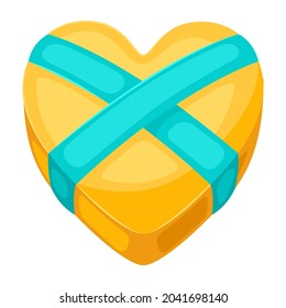 Illustration of gift box in shape of heart. Image for Valentine Day.