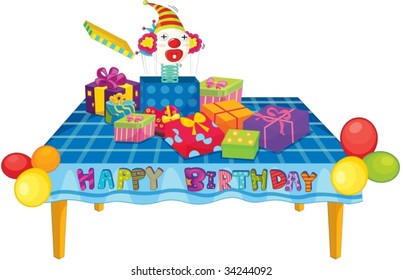 Ilustración de una caja de regalo en la mesa