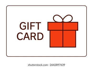 An illustration of a gift card with a present icon and ribbon. Ideal for expressing gratitude, giving presents, or using in business promotions and campaigns.