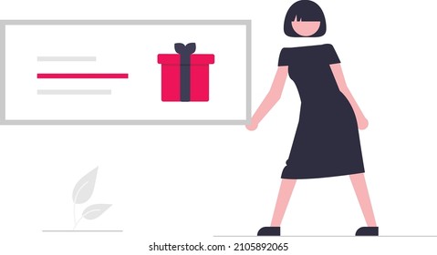 illustration of a gift card with a woman. Vector illustrations