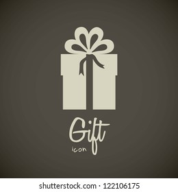 illustration of gift icon, silhouette gift box, vector illustration