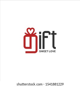 illustration Gift logo design vector graphic symbol icon box Heart letter G Typographic initials Simple Modern Anniversary Birthday Online Shop store Concept Market place Love sweet line tape sign