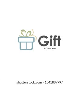 illustration gift logos butterfly pot Tree plant Flower Shop Love Vector Design Simple Market Place give box Stock Black icon graphic creative  birthday present surprise happy graphic store square