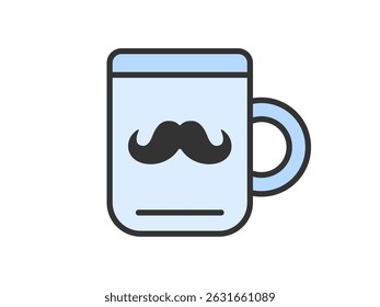 Ilustração de uma caneca de presente (desenho a cores) para o Dia dos Pais.