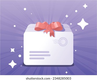 Illustration of a gift from the post office on a purple background