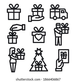 illustration of the gift and presents icons set