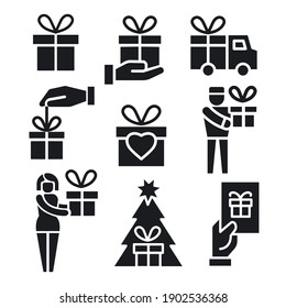 illustration of the gift and presents icons set