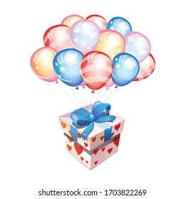 Illustration of giftbox with balloon, with white background vector