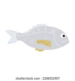 Illustration. Gilt-head bream. Flat design. Hand drawn illustration. 