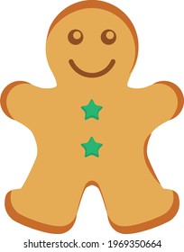 Illustration of the ginger bread man with green button