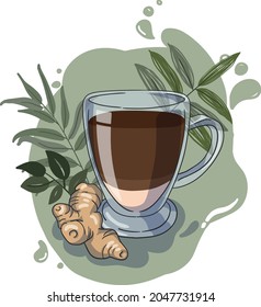 Illustration of a ginger coffee that can be used for menu books and coffee shop promotions. Can also be used to beautify the appearance of the website or can also be used for merchandise product.