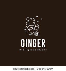 illustration of the ginger spice logo icon, ginger kitchen spice for the cooking industry