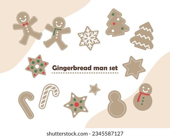 Illustration of a gingerbread man cookie set.