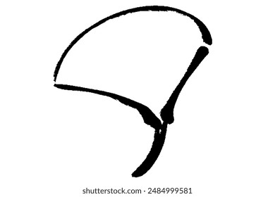 Illustration of ginkgo leaf line drawing with brush touch