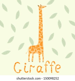 Illustration with giraffe; alphabet