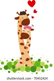 Illustration of a Giraffe Couple Huddled Together