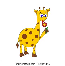 illustration of giraffe with a flower