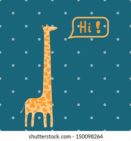 Illustration with giraffe; happy birthday card
