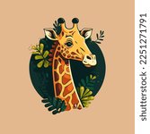 illustration of giraffe logo animal character logo mascot flat color vector cartoon  design template