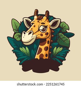 illustration of giraffe logo animal character logo mascot flat color vector cartoon  design template