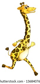 Illustration of a giraffe running on a white background