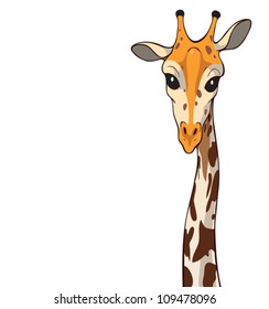 Illustration of a giraffe with a slender, long neck.