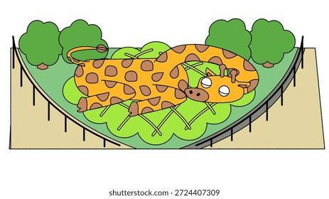 Una ilustración de una jirafa tomando una siesta.