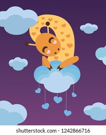 illustration of a giraffe that holds a cloud