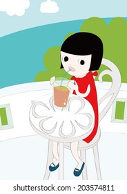 It is an illustration of a girl.