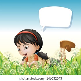 Illustration of a girl above the hills with an empty callout