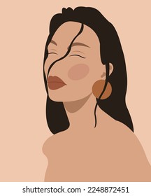 Ilustración de una mujer estética en un fondo rosado