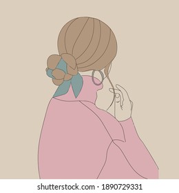 Illustration of a girl. The aesthetics of the graceful lines of the body. Beautiful art. Atmospheric image. Drawings for books, magazines, and postcards. Vector graphics