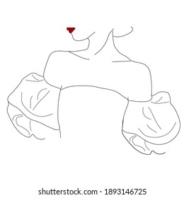 Illustration of a girl. The aesthetics of the graceful lines of the body. Beautiful art. Minimalism. Atmospheric image. Black and white. Drawings for books, magazines, and postcards. Vector graphics