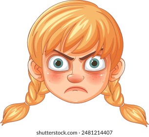 Illustration of a girl with an angry expression