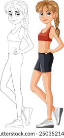 Illustration of a girl in athletic attire