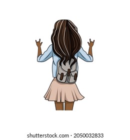 ilustración de la niña del diseño vectorial del costado trasero