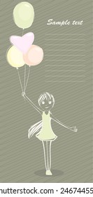 Illustration of girl with balloons