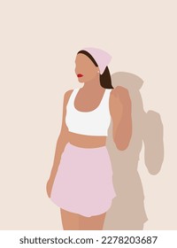 Illustration of a girl with a bandana on a light pink background