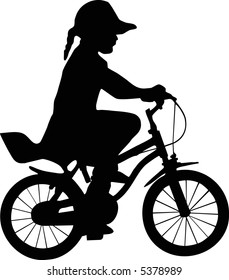 illustration of a girl and bicycle