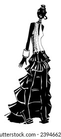 Illustration of a  girl in black color