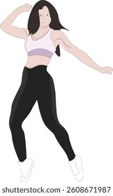 an illustration of girl with black spandex and aerobic outfit