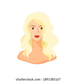 Illustration of girl with blond hair. Woman silhouette concept emblem for beauty or hairdressing salon.