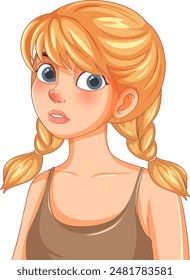 Illustration of a girl with blonde braids