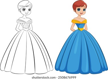 Illustration of a girl in a blue dress