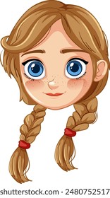 Illustration of a girl with blue eyes