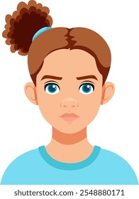 Ilustración de una niña con ojos azules