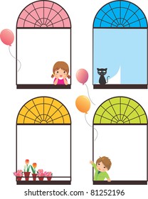 Illustration of the girl and boy in Color window